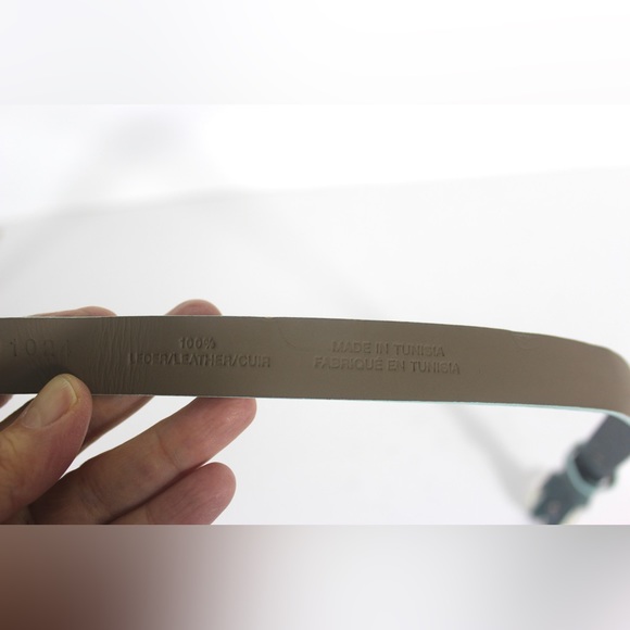 1980’s OLSEN Dark Green Leather Belt with Infinity Crossed Keeper Loop Silver - Picture 10 of 10